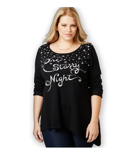 Style & Co. Womens Embellished Script Snowflake Tunic Blouse