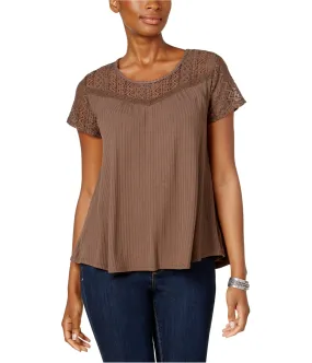 Style & Co. Womens Lace Yoke Basic T-Shirt