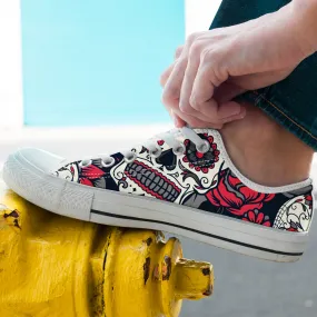 Sugar Skull Red Rose Shoes White - Low Top Shoes - Google SEO-friendly result