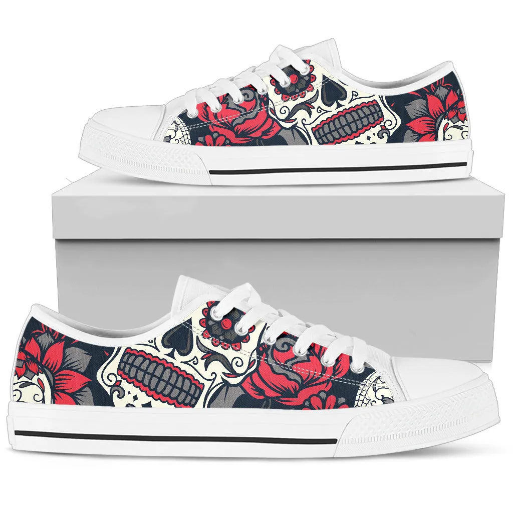 Sugar Skull Red Rose Shoes White - Low Top Shoes - Google SEO-friendly result