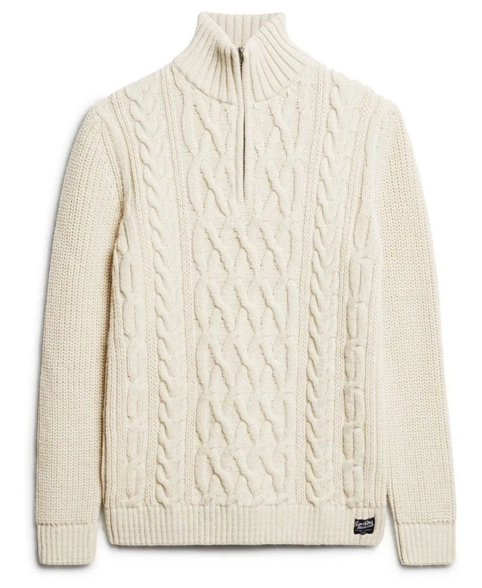 Superdry Jacob Half Zip Knitted Jumper Ecru