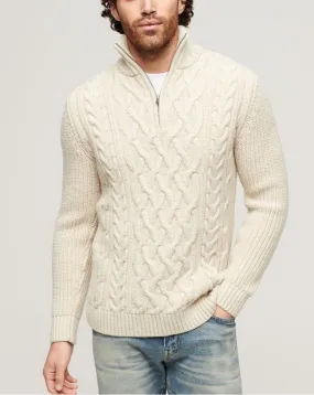 Superdry Jacob Half Zip Knitted Jumper Ecru