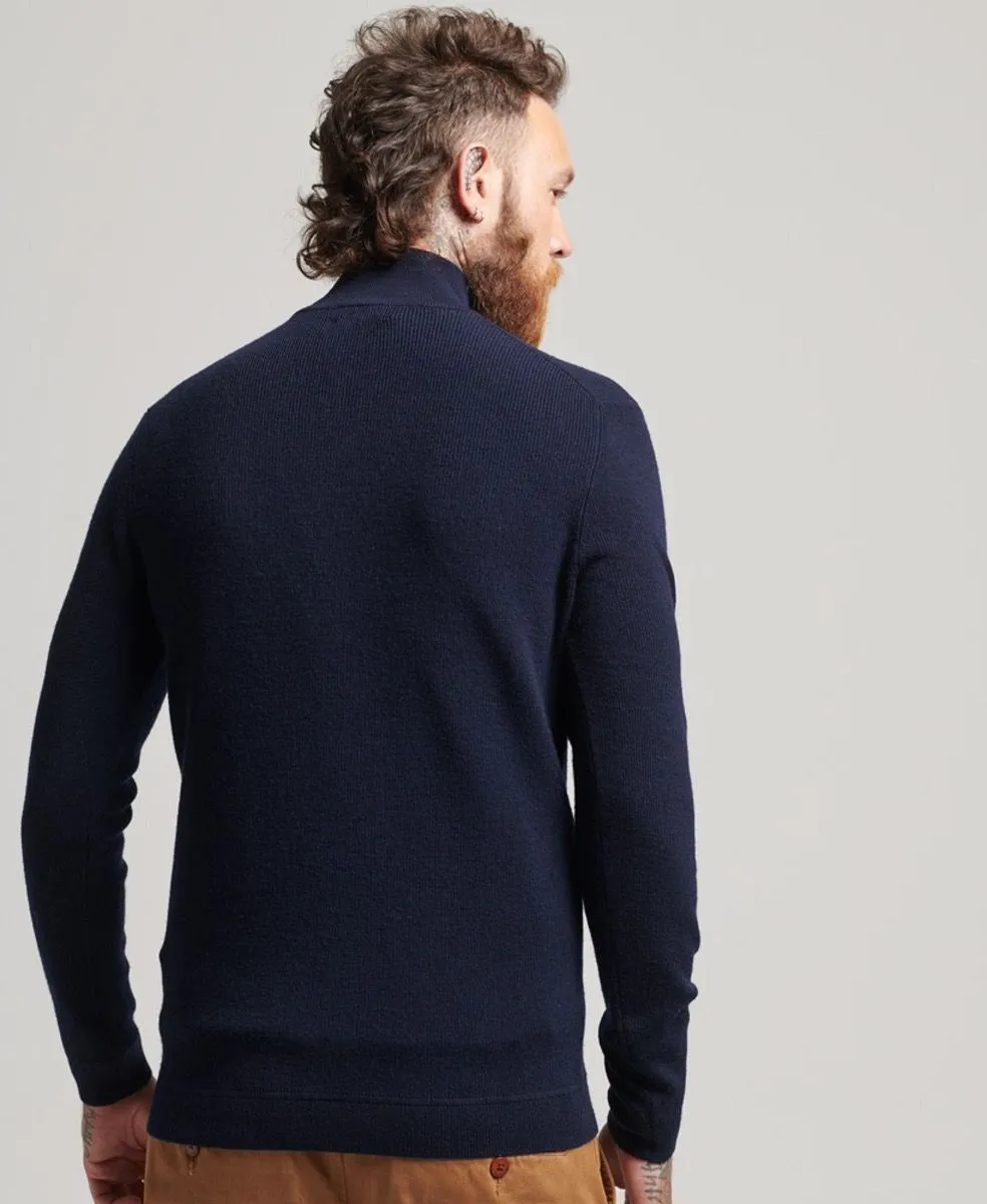 Superdry Zip Neck Merino Studios Jumper Carbon Navy