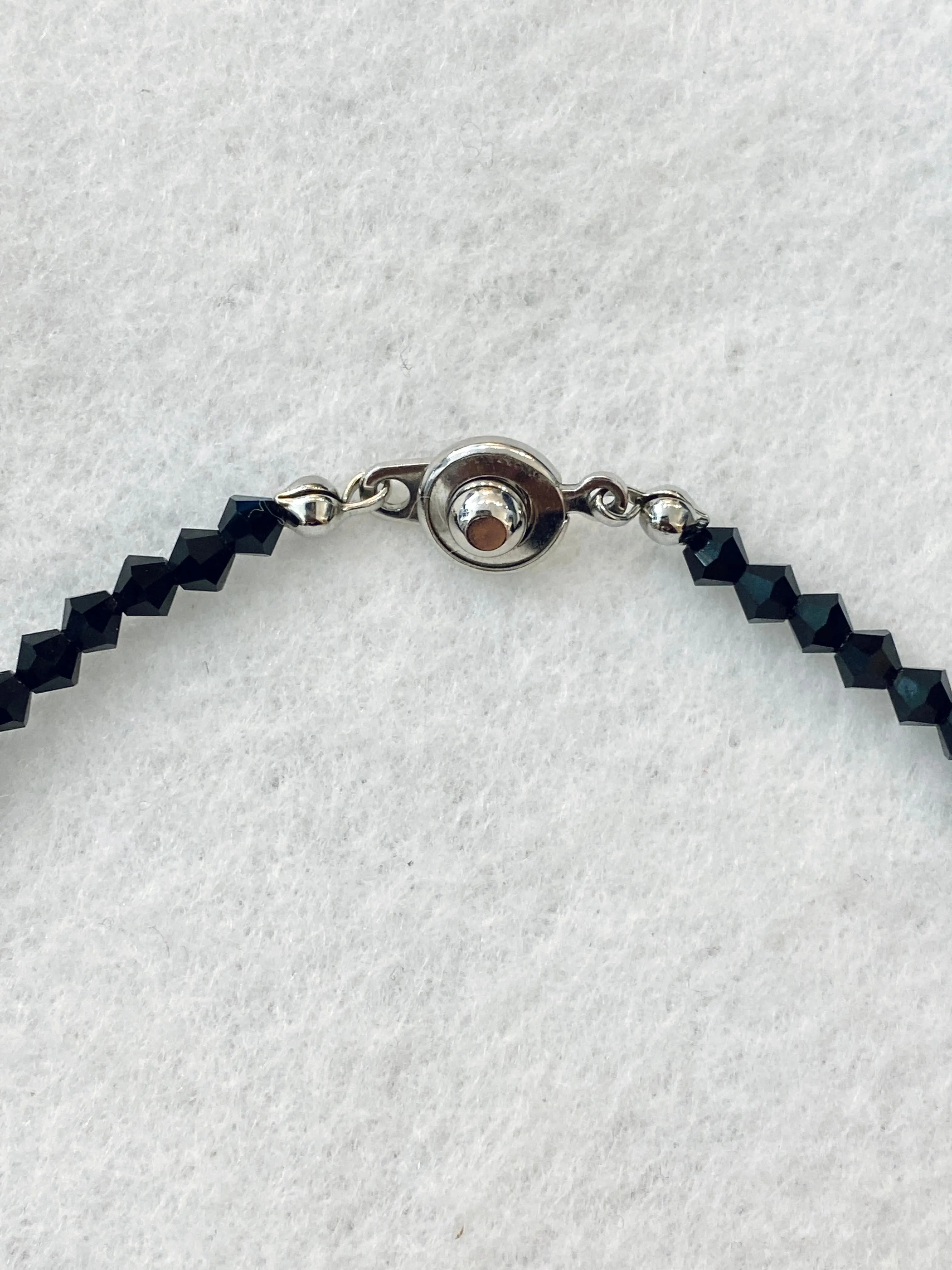 Swarovski 4mm Jet Black Crystal Choker - Faux Diamond Charms Accents.