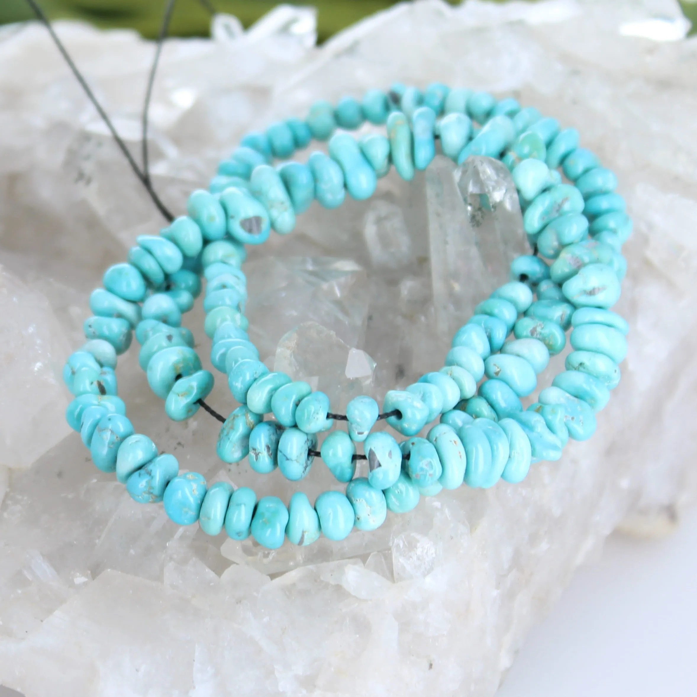 Teal Blue Lone Mountain Turquoise Beads - 4-8mm Matrix