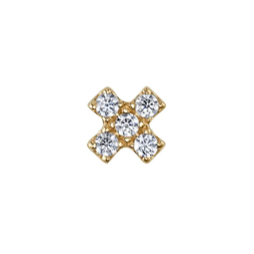 threadless: Lois X Pin in Gold with White CZ's