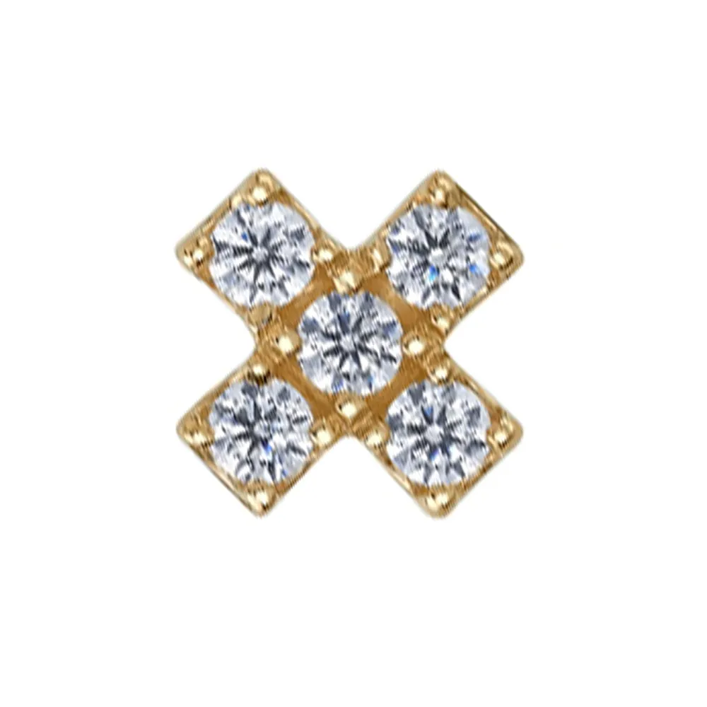 threadless: Lois X Pin in Gold with White CZ's