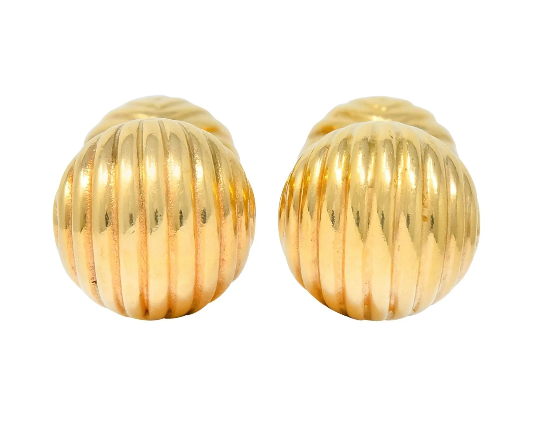 Tiffany & Co. 1960's Vintage 14K Gold Ridged Ball Men's Cufflinks