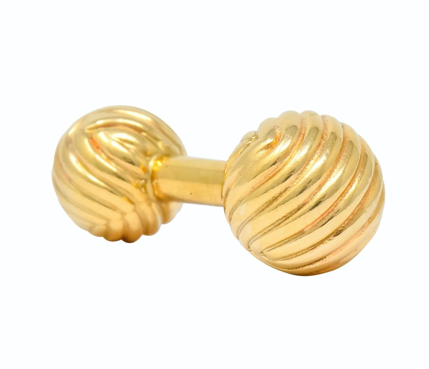 Tiffany & Co. 1960's Vintage 14K Gold Ridged Ball Men's Cufflinks