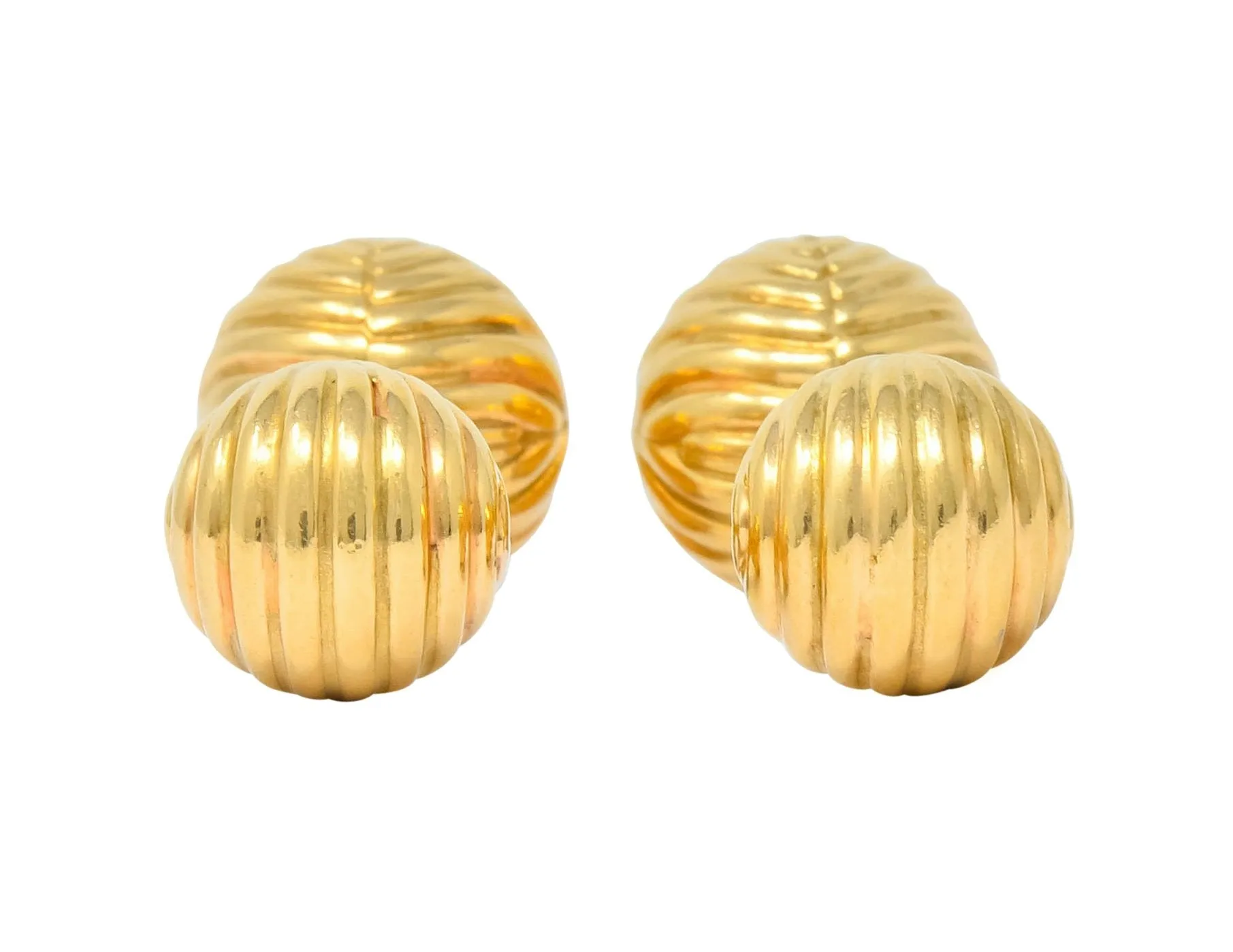 Tiffany & Co. 1960's Vintage 14K Gold Ridged Ball Men's Cufflinks