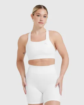 Timeless Wide Strap Sports Bra | White