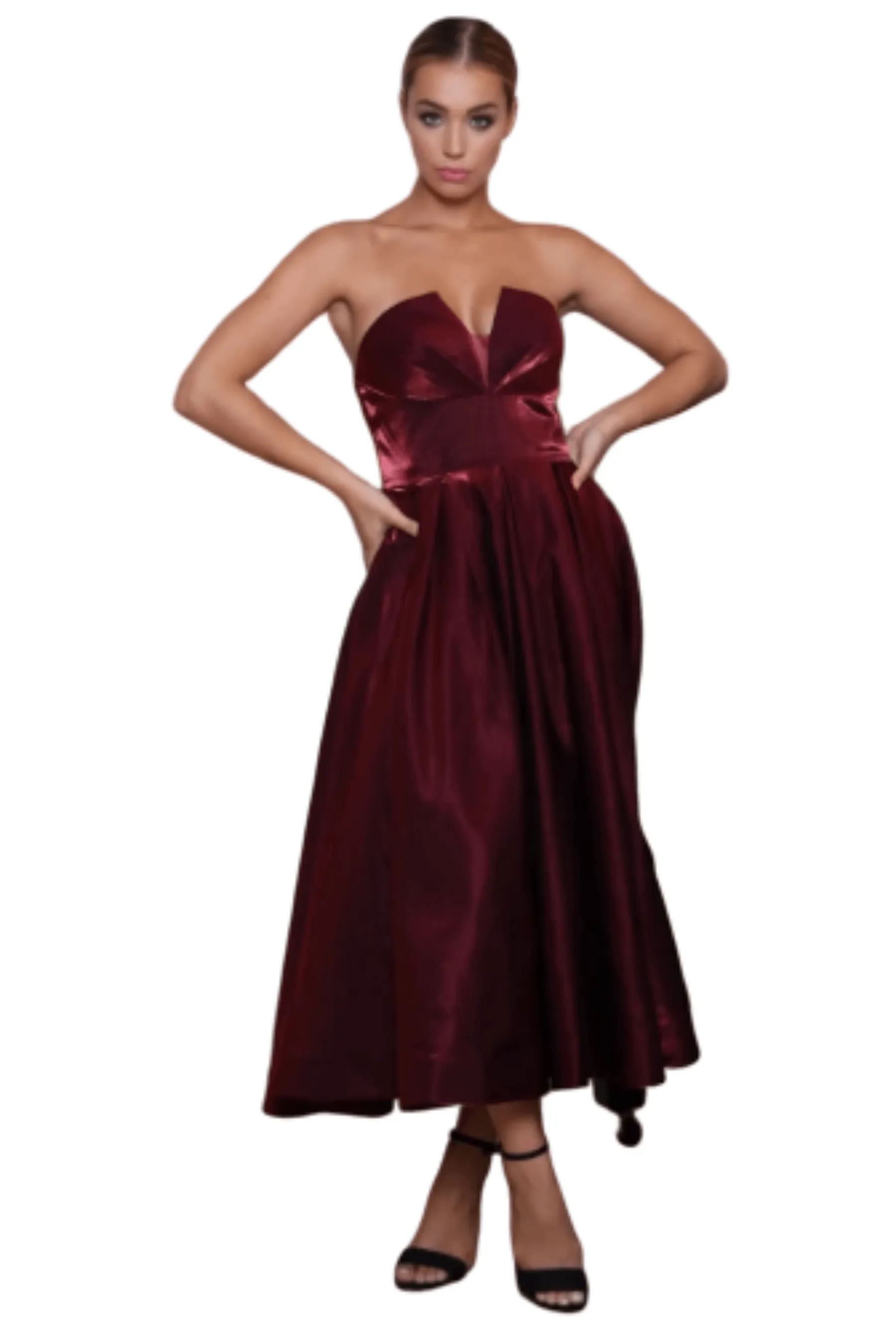 TINAHOLY Madame Dress TA625 - Berry Red - $380