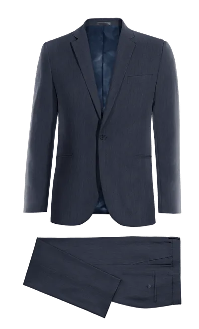  Traje Hombre azul marino de lino de 1 botón