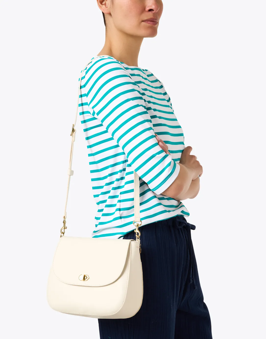 Turnlock Louis Cream Crossbody Bag