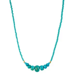 Turquoise Beaded Necklace - Rondelle Station