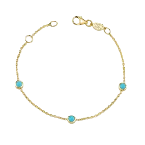 Turquoise Bracelet for Kids with 3 Stones