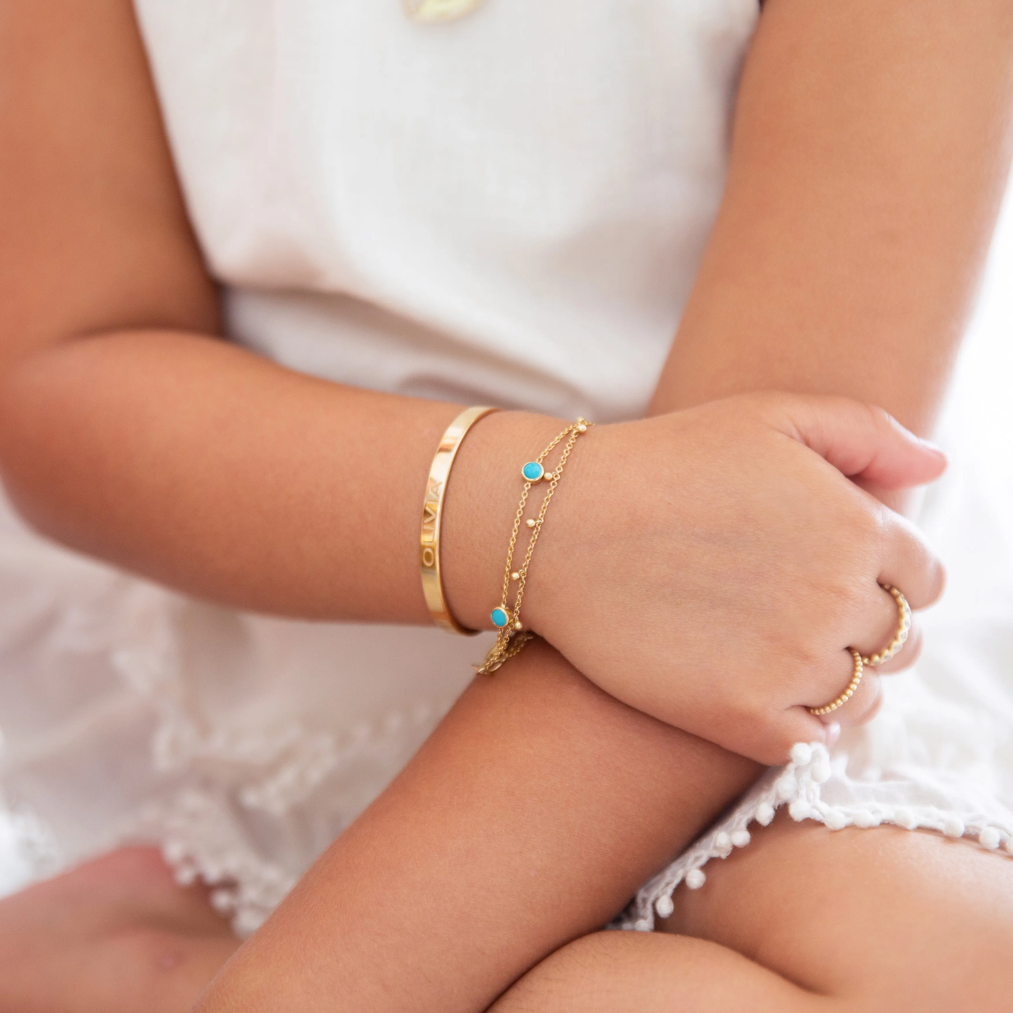 Turquoise Bracelet for Kids with 3 Stones