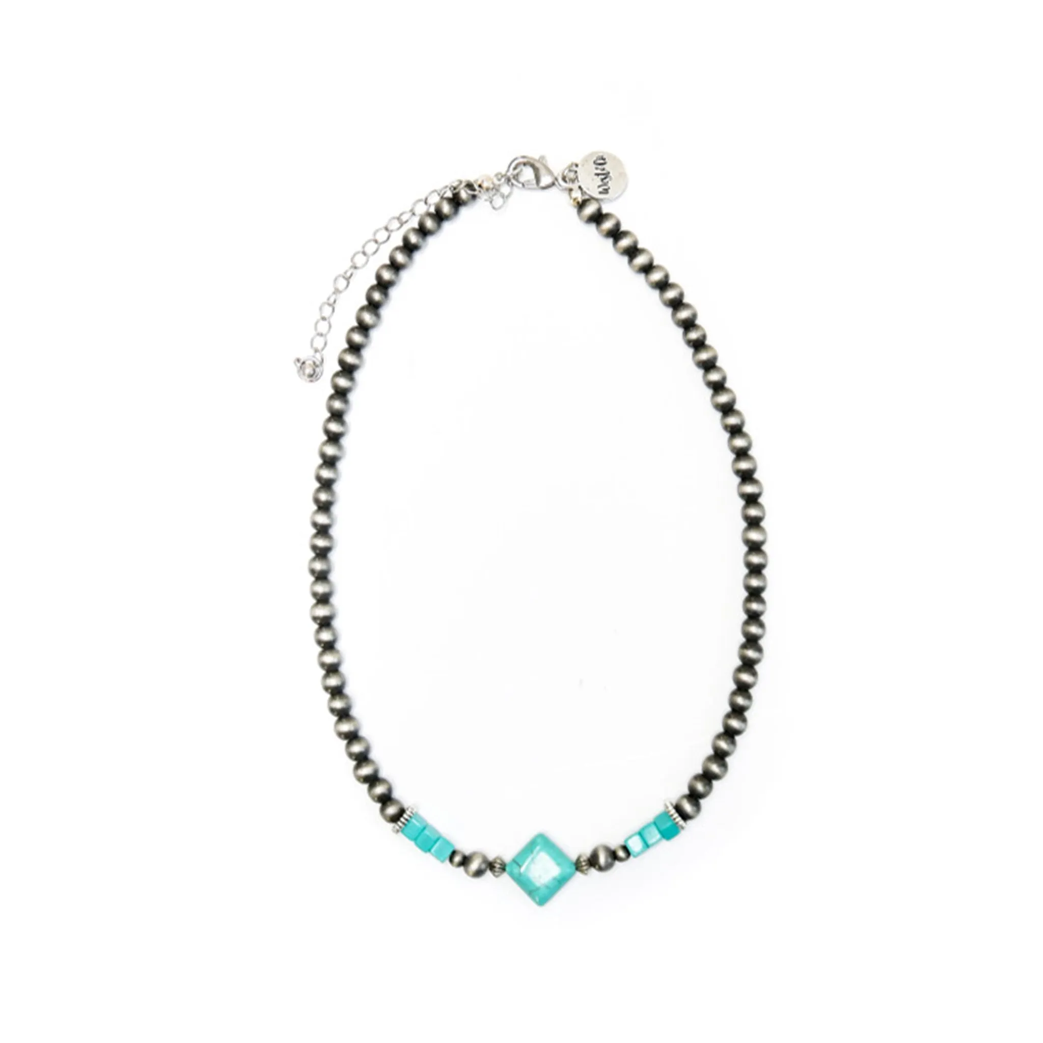 Turquoise Diamond Accent Necklace with Faux Navajo Pearl