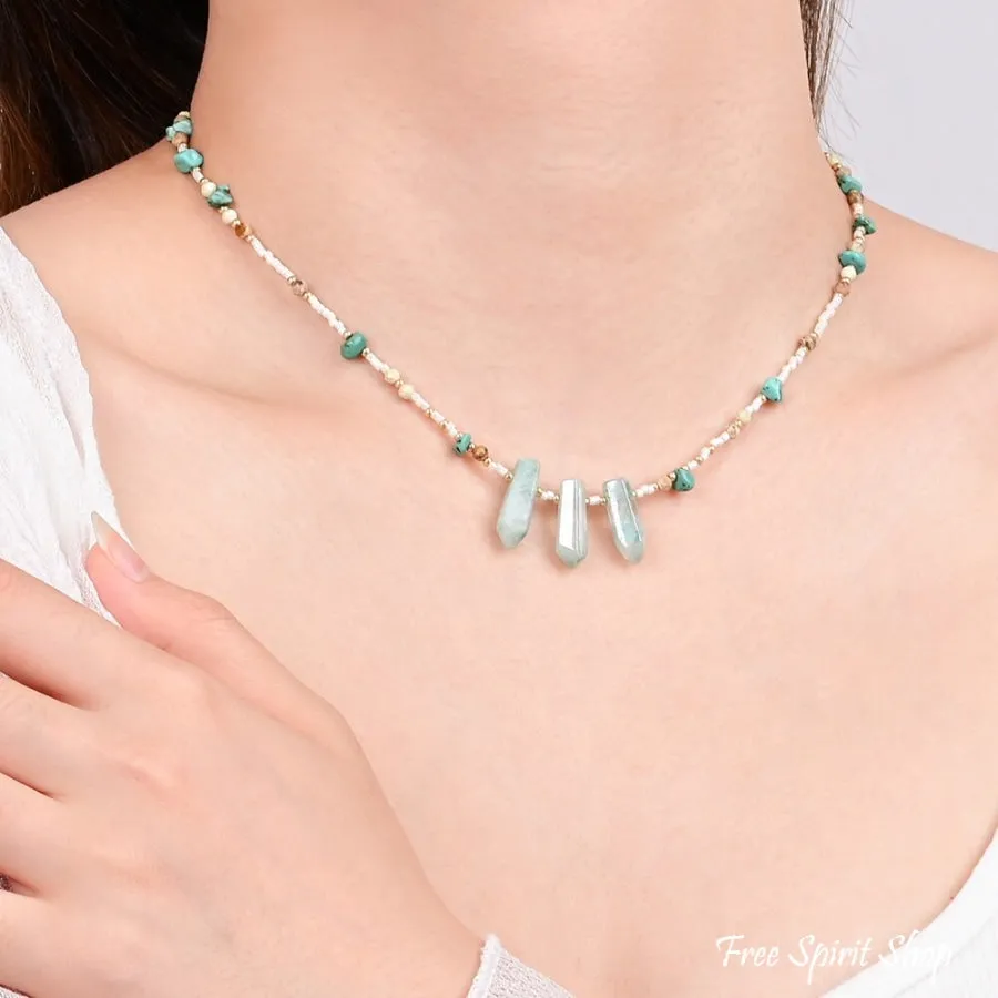 Turquoise Green Crystal Choker Necklace