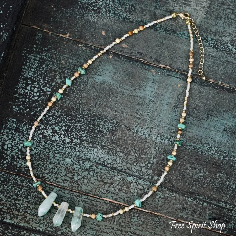 Turquoise Green Crystal Choker Necklace