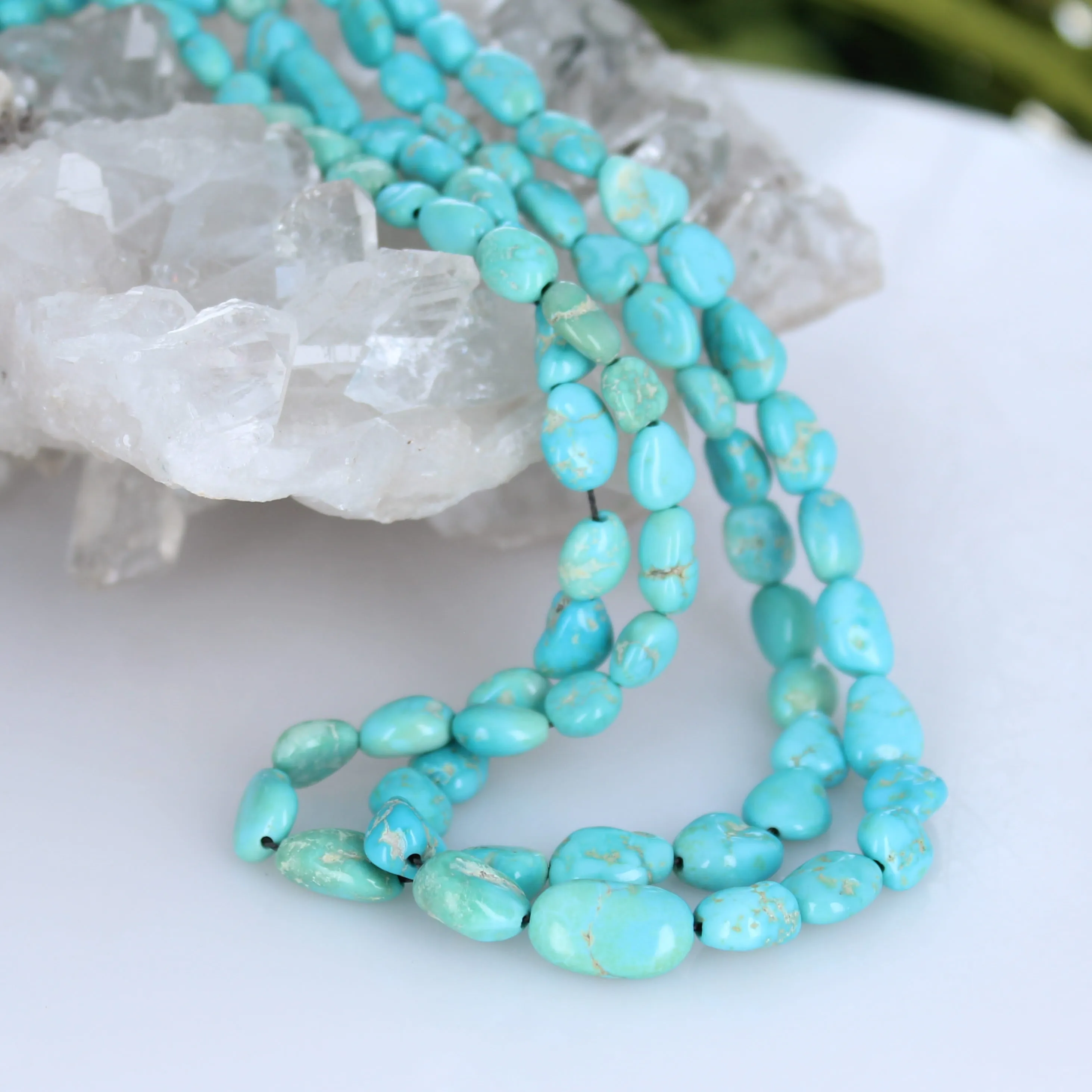 Turquoise Mountain Aqua Green Blue Potato Shaped Beads