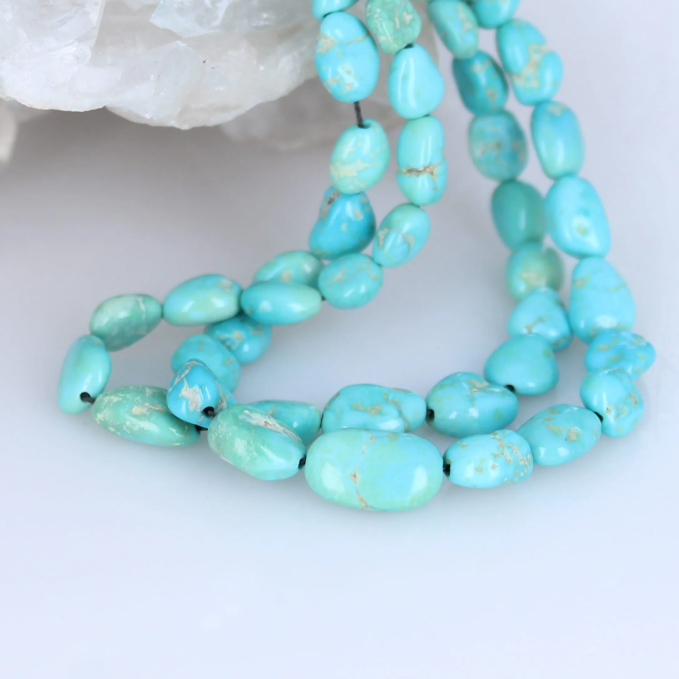 Turquoise Mountain Aqua Green Blue Potato Shaped Beads