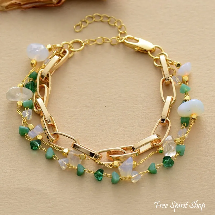 Turquoise Nugget Bracelet - Handcrafted, Gold-Plated