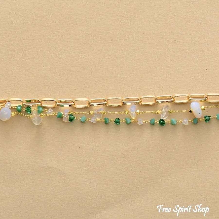 Turquoise Nugget Bracelet - Handcrafted, Gold-Plated