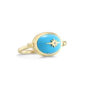 Turquoise Spinning Star Ring - 10K Gold