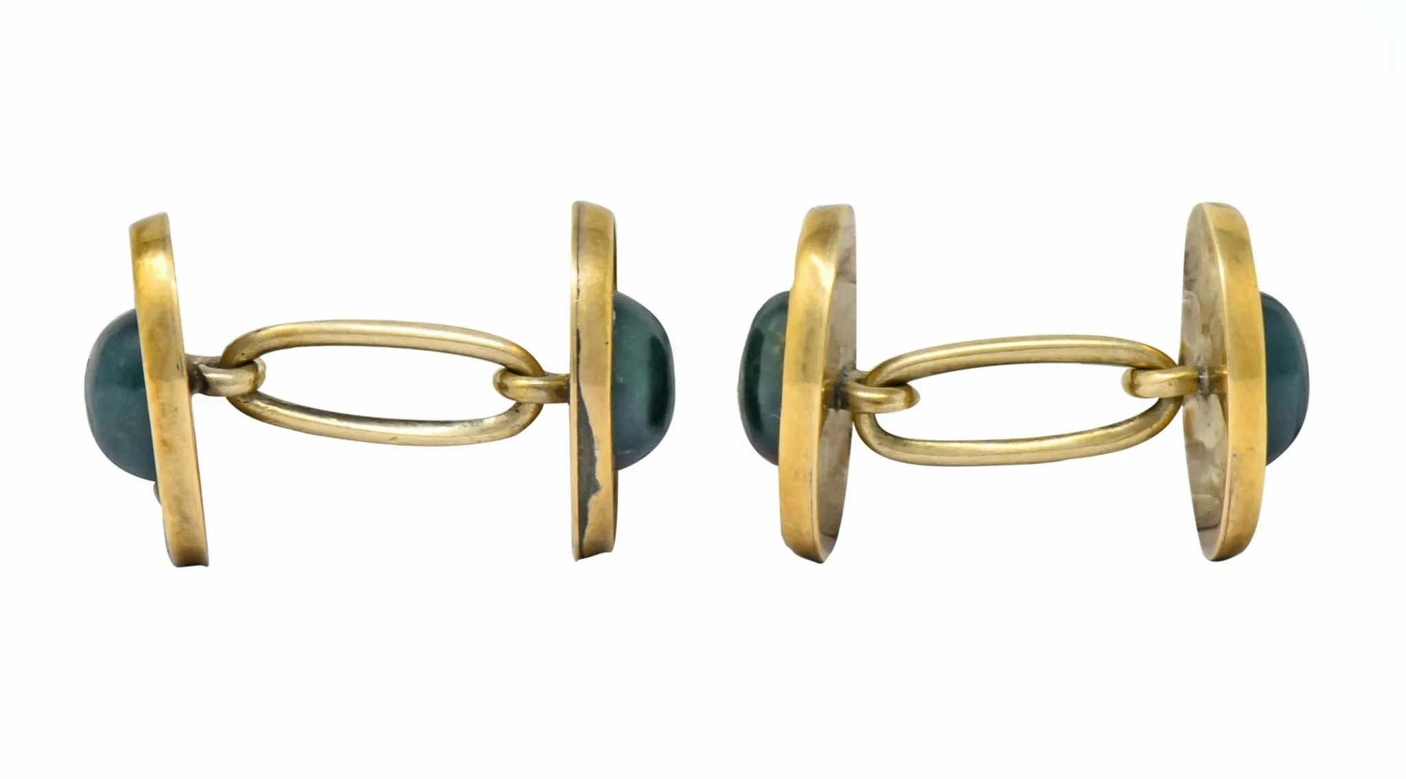 Victorian Bloodstone Gold Clover Cufflinks 14KT, Circa 1900