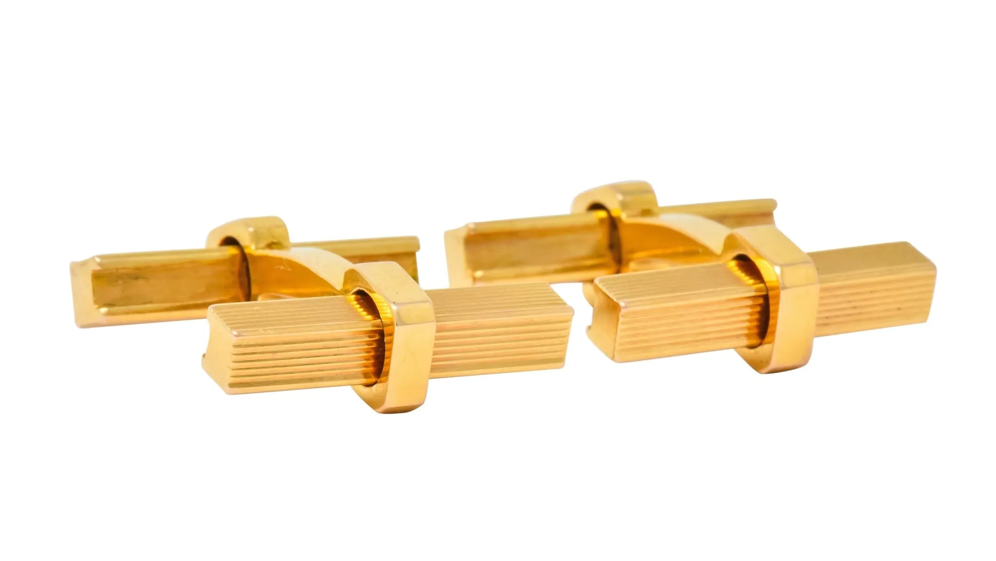 Vintage French 18K Gold Men's Articulated Bar Cufflinks from the 1960s