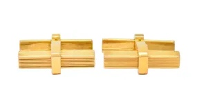 Vintage French 18K Gold Men's Articulated Bar Cufflinks from the 1960s