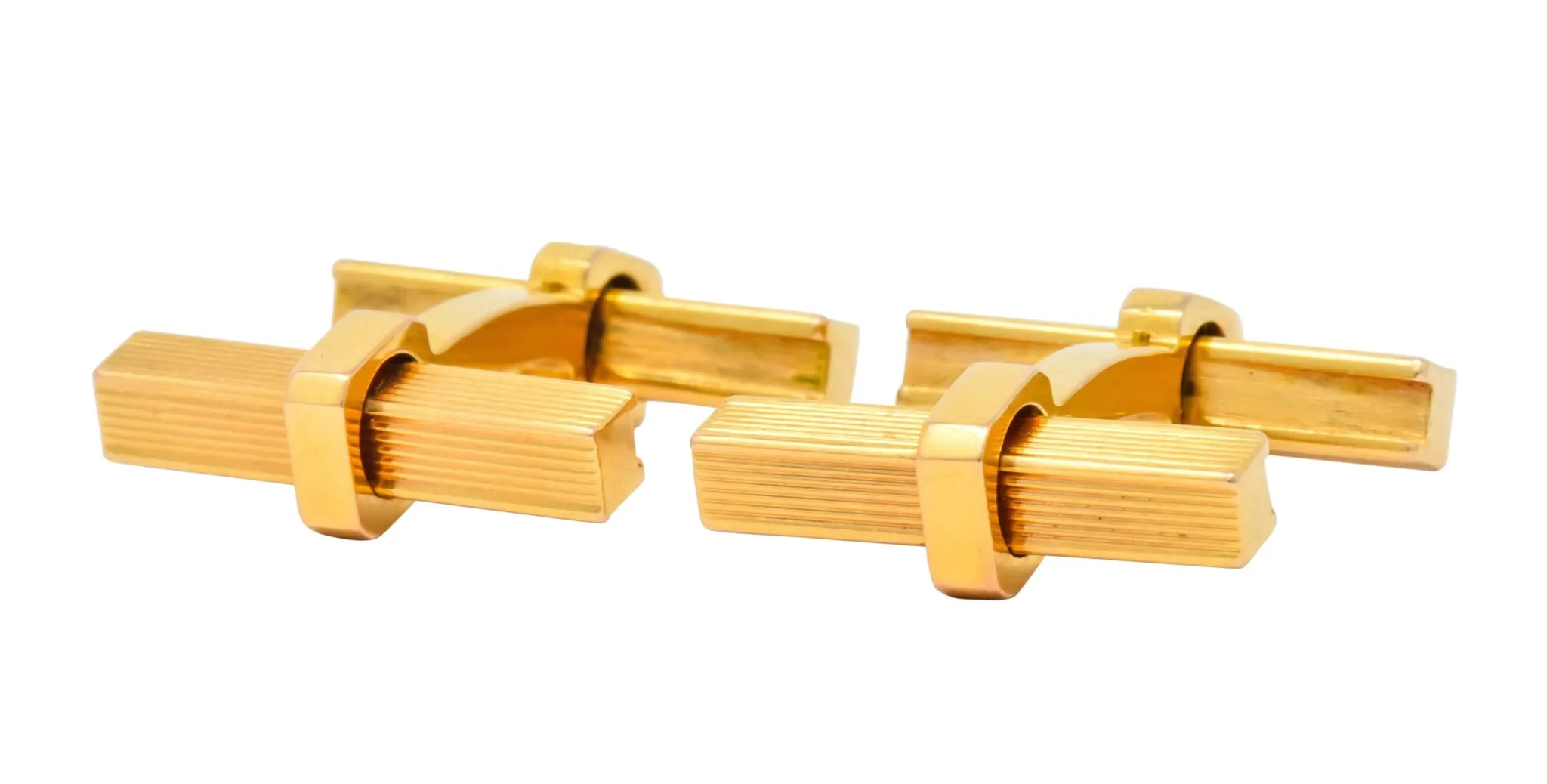 Vintage French 18K Gold Men's Articulated Bar Cufflinks from the 1960s