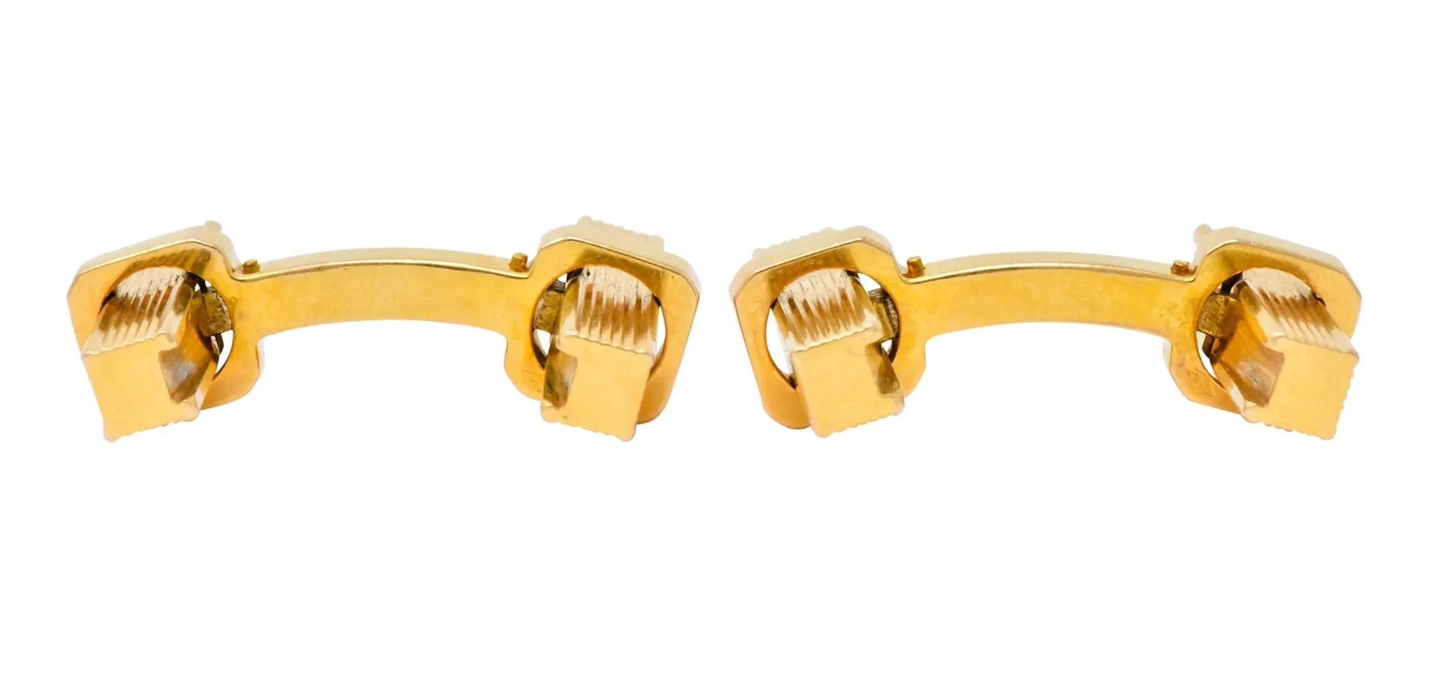 Vintage French 18K Gold Men's Articulated Bar Cufflinks from the 1960s