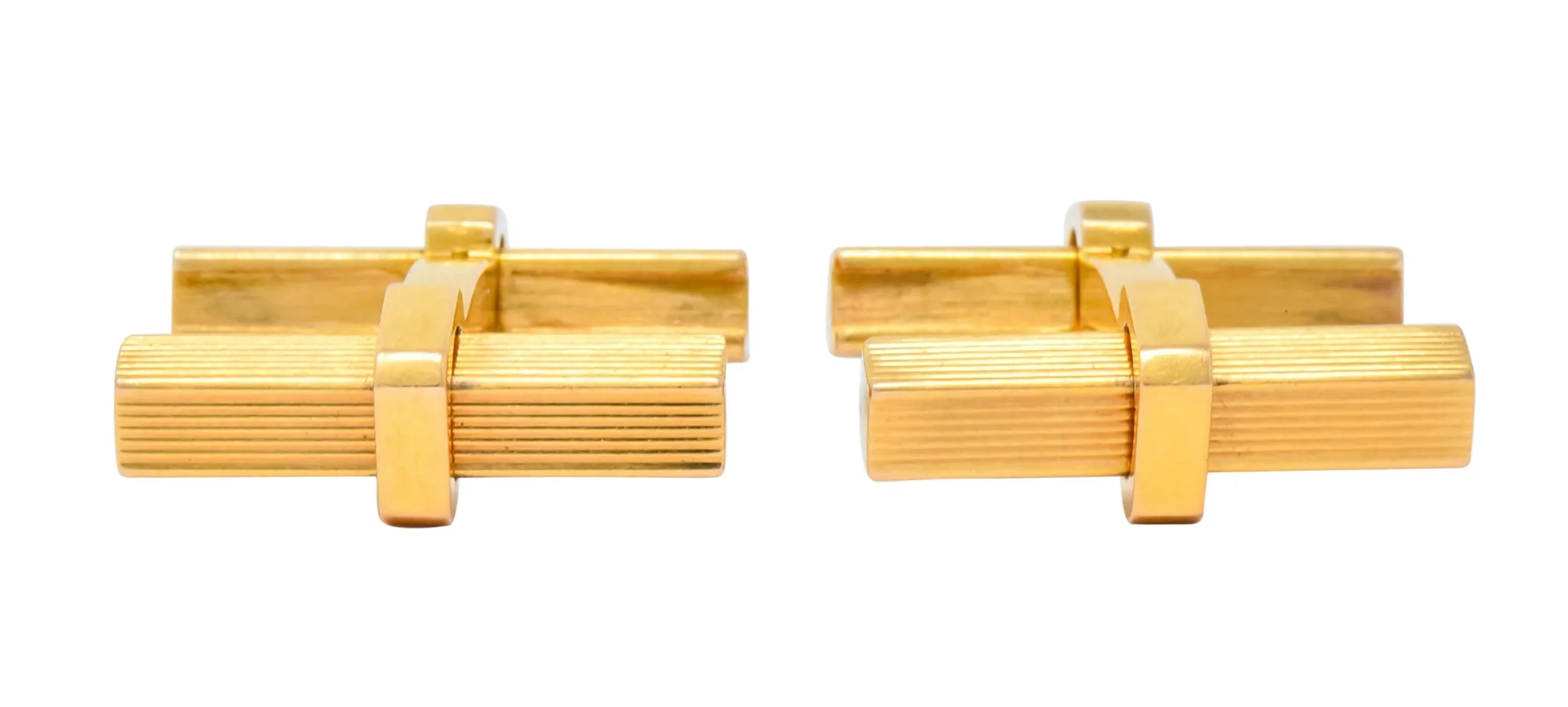 Vintage French 18K Gold Men's Articulated Bar Cufflinks from the 1960s