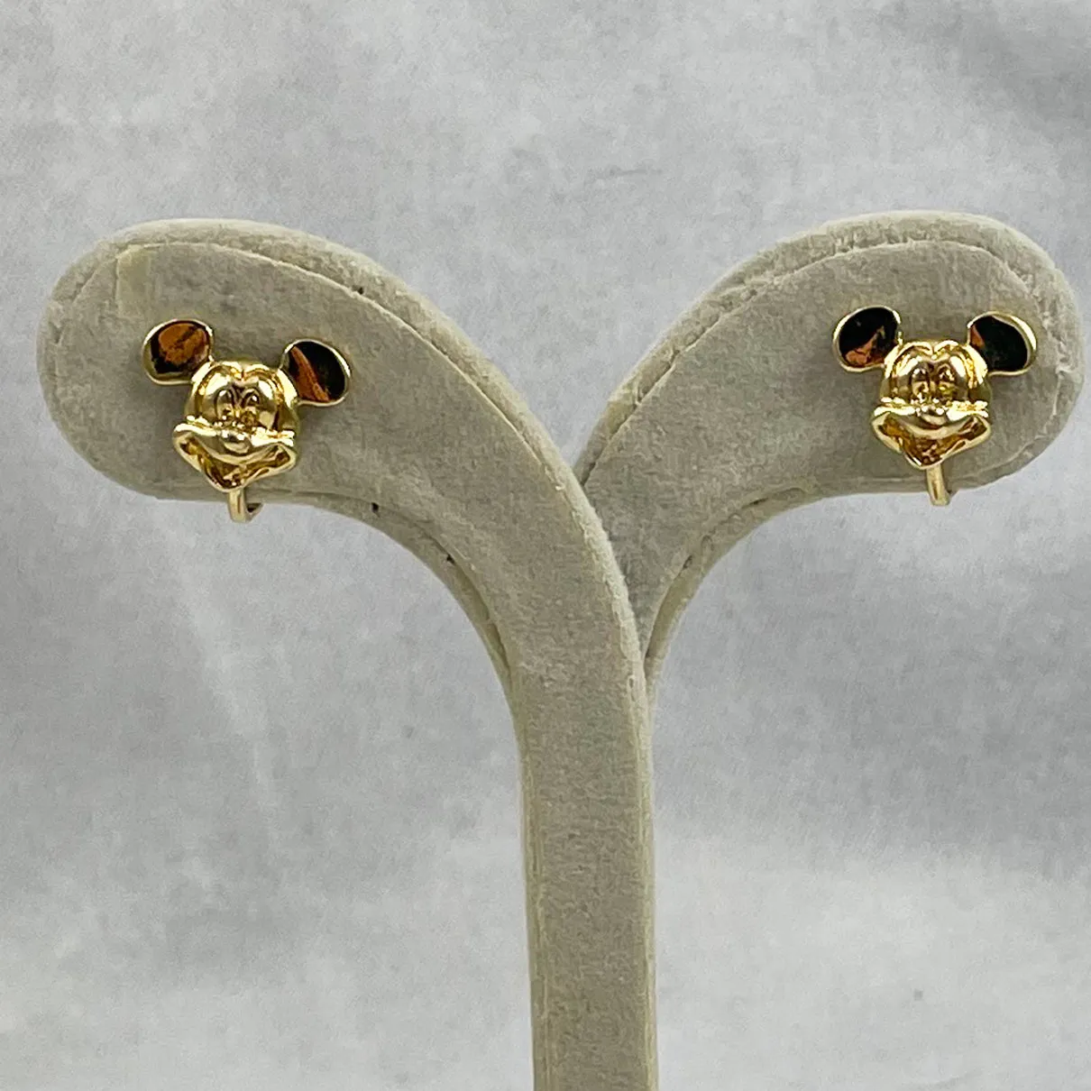 Vintage Mickey Mouse Gold Earrings - Clip On