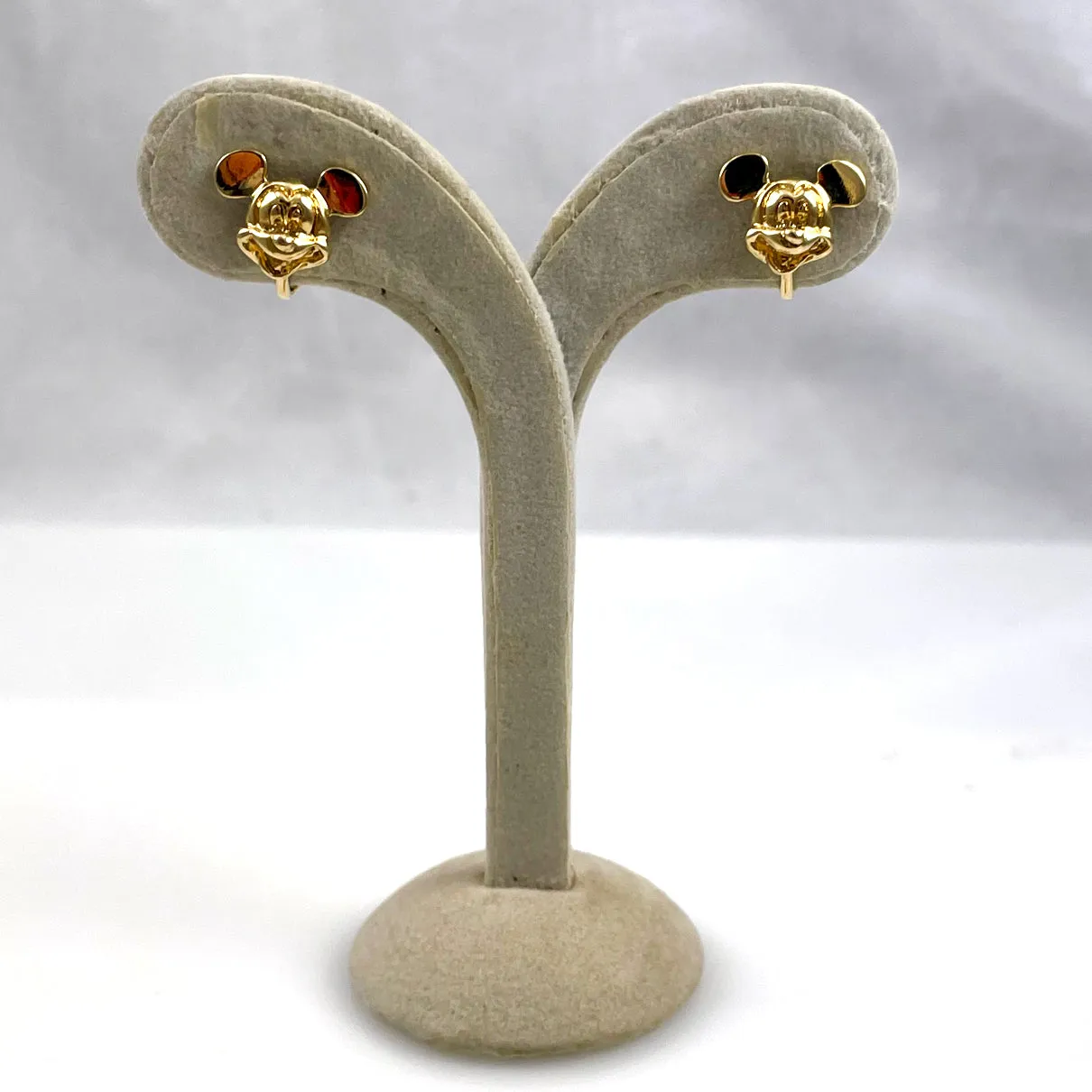 Vintage Mickey Mouse Gold Earrings - Clip On