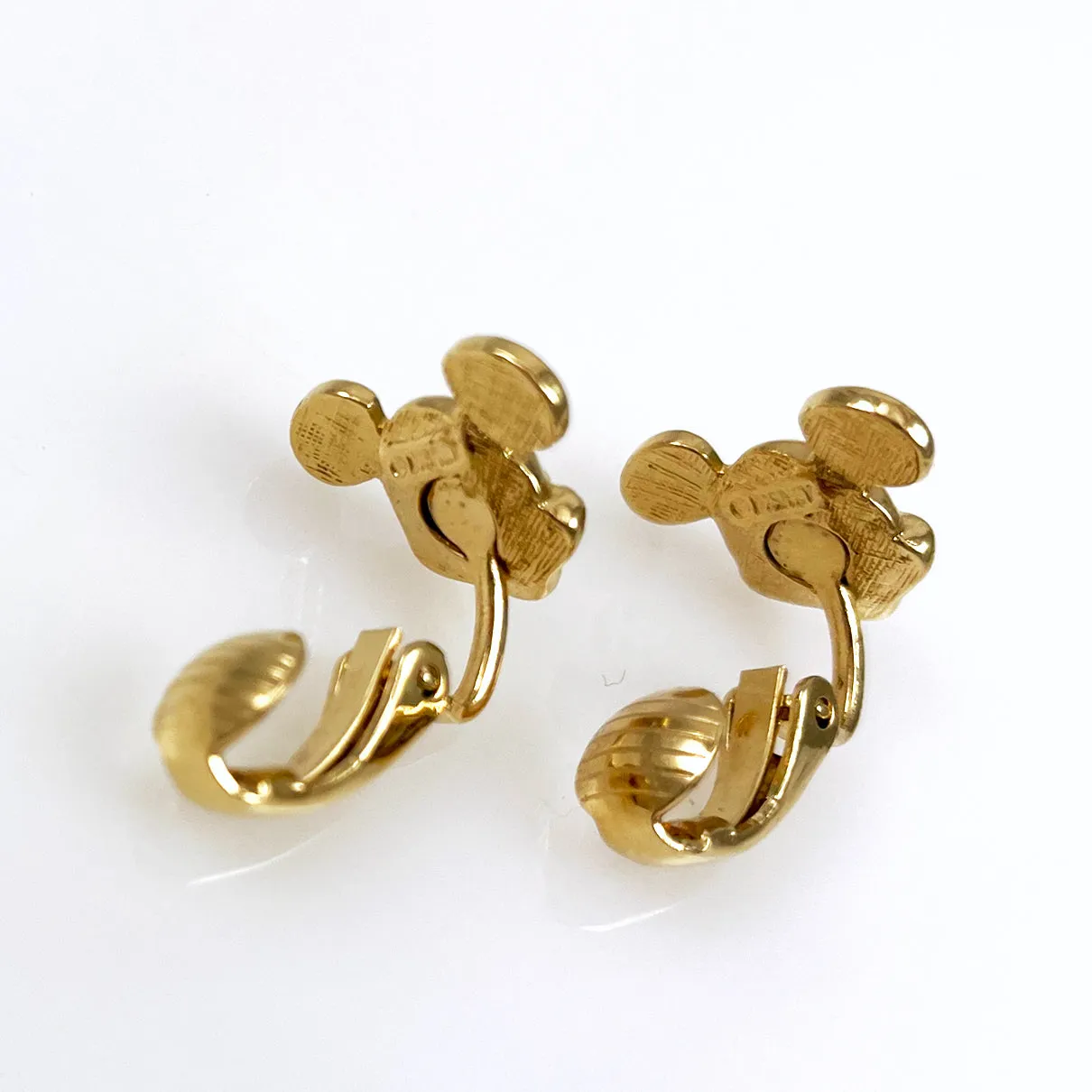 Vintage Mickey Mouse Gold Earrings - Clip On