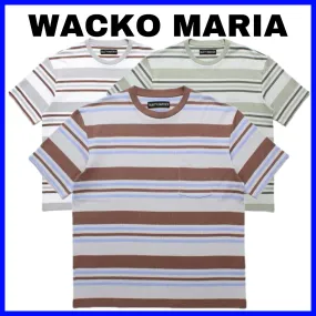 WACKO MARIA  |Crew Neck Stripes Street Style Cotton Short Sleeves