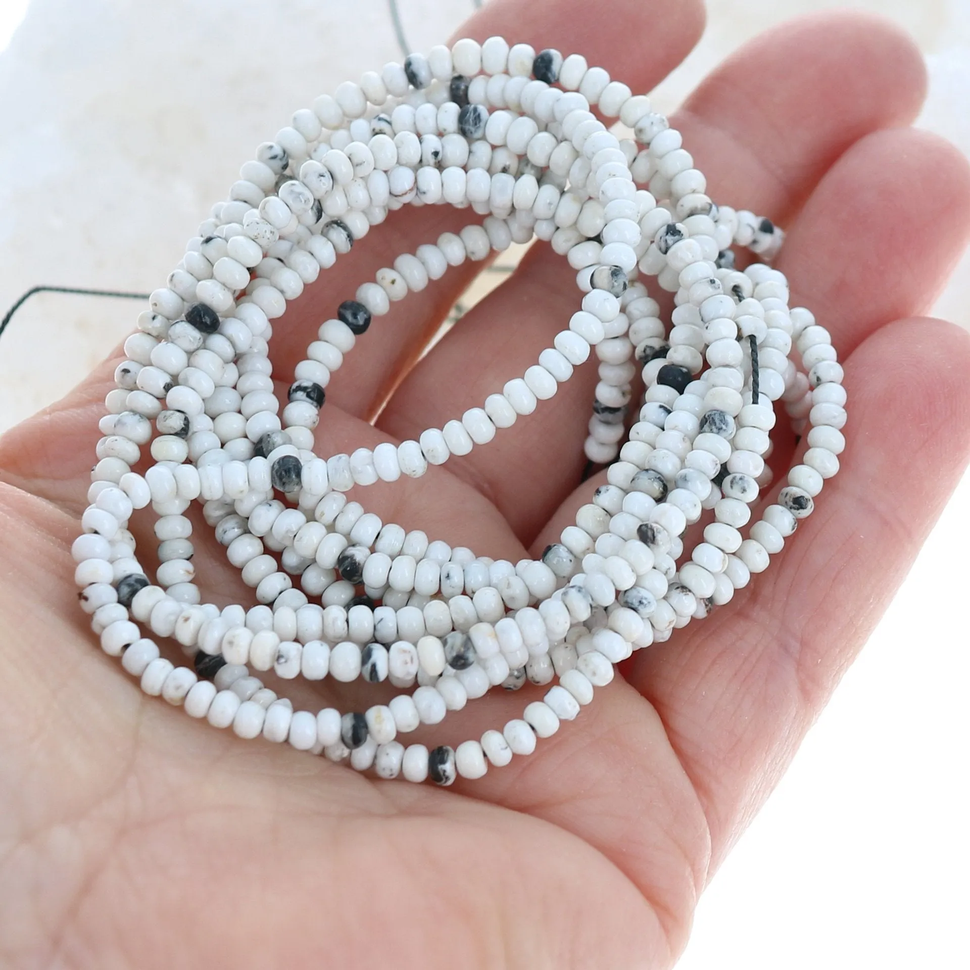 White Buffalo Turquoise Rondelle Beads 3mm - Buy Rare Nevada online.