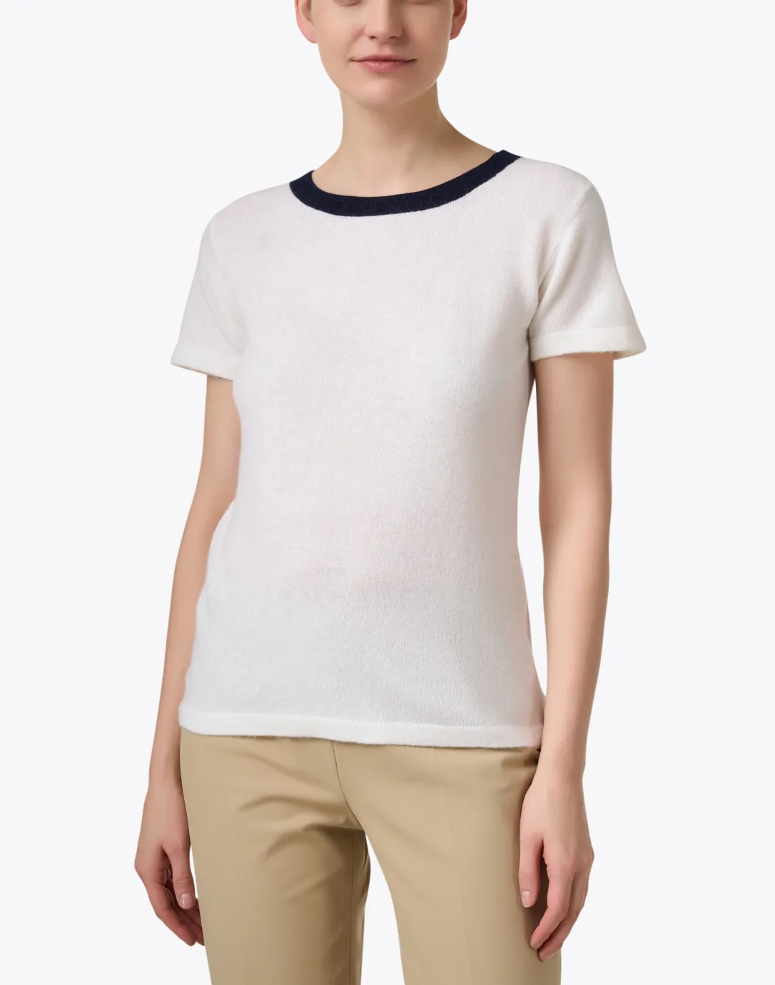 White Cashmere Ringer Top