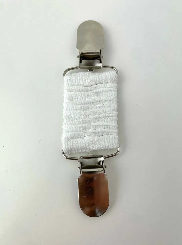 White Ruched Elastic Cinch Clip