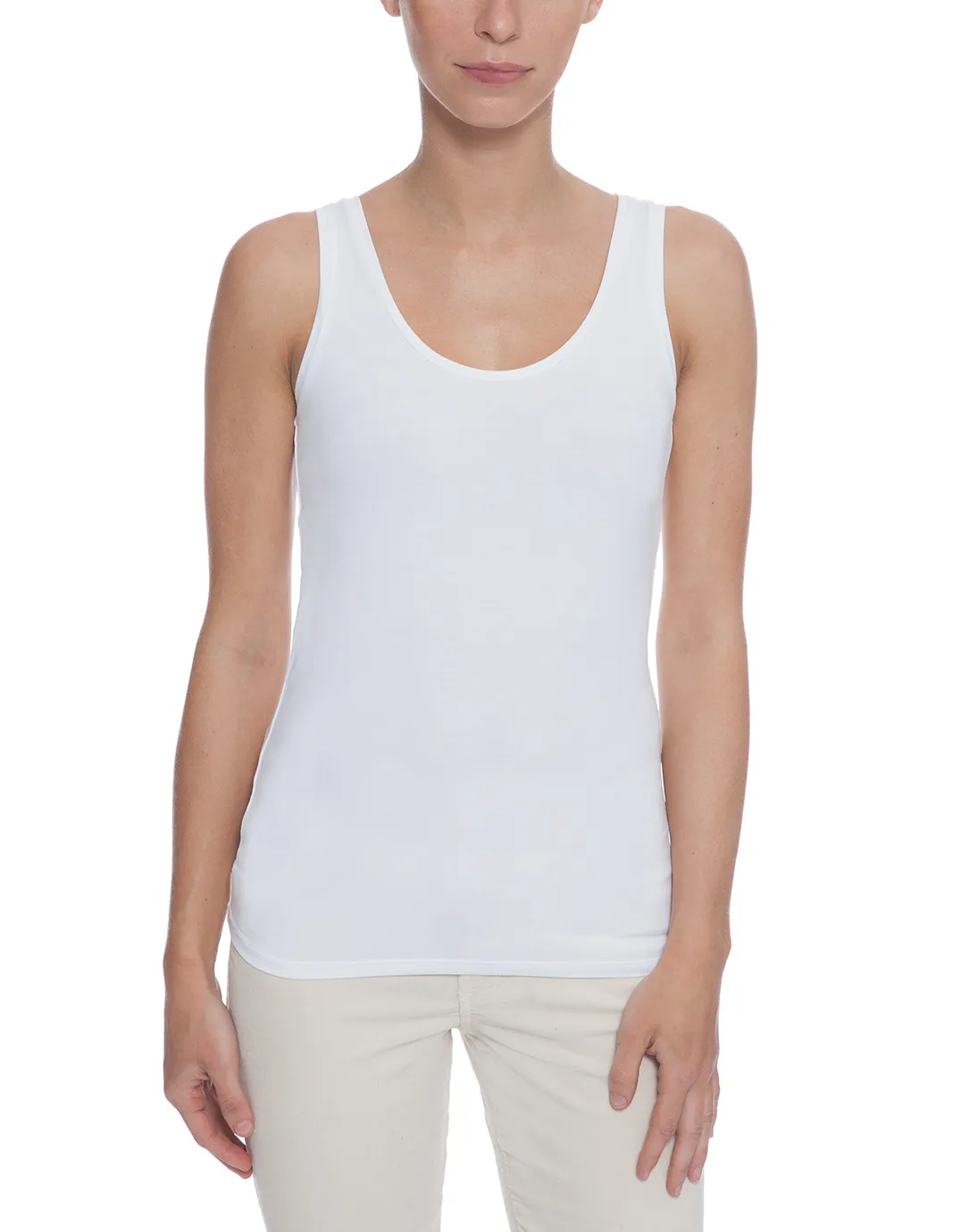 White Stretch Viscose Tank