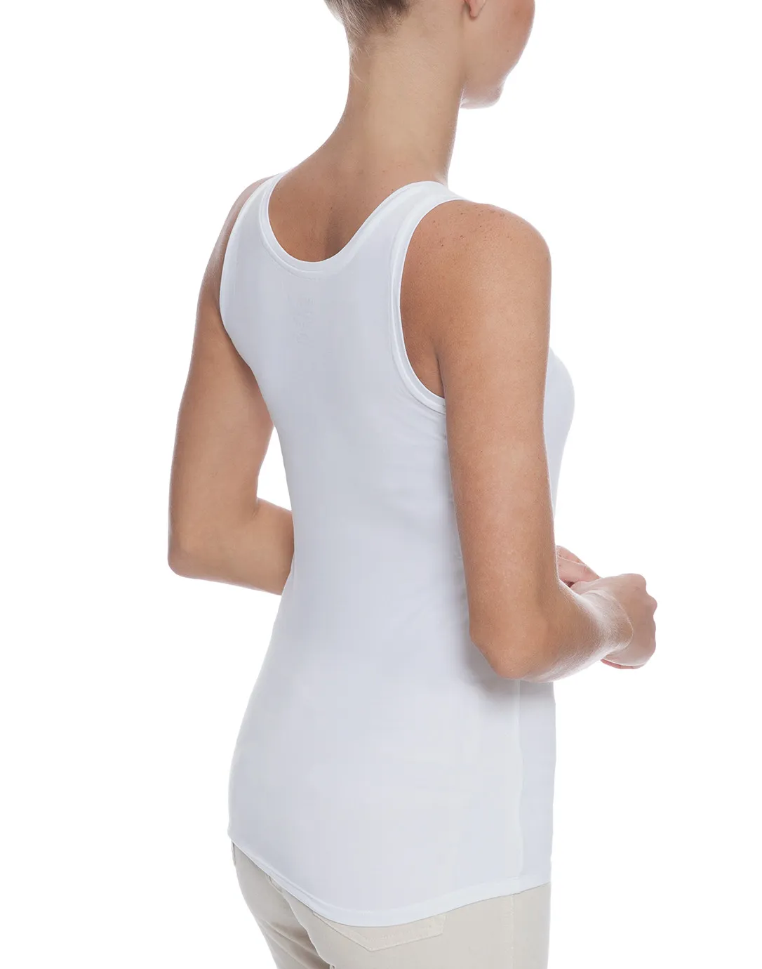 White Stretch Viscose Tank