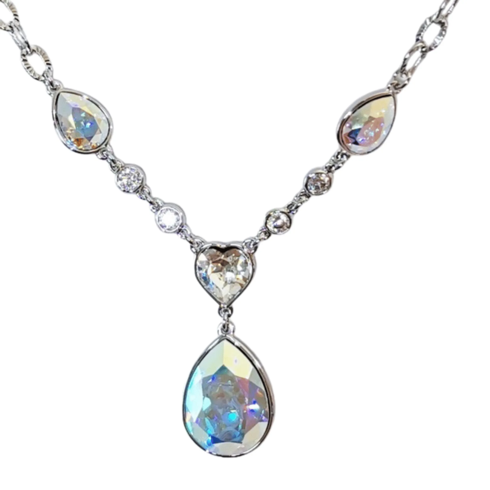 White Swarovski Crystal Queen necklace with AB crystals