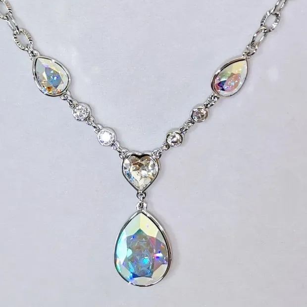 White Swarovski Crystal Queen necklace with AB crystals