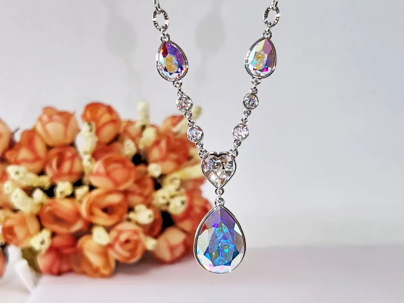 White Swarovski Crystal Queen necklace with AB crystals