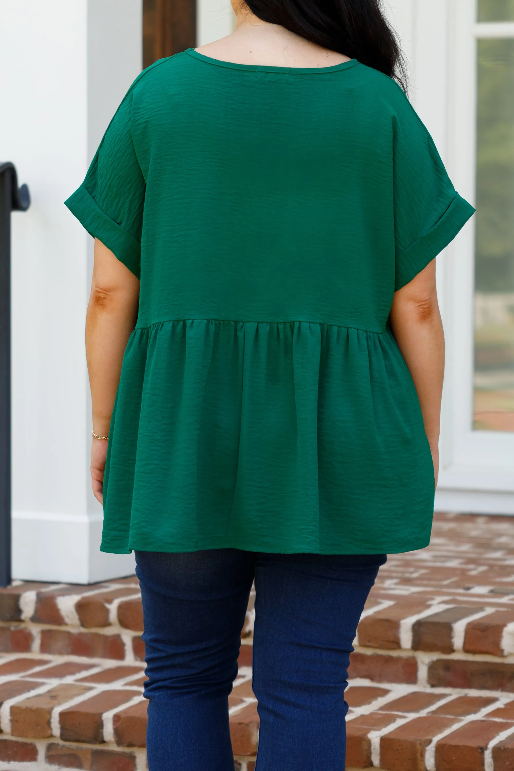 Wide Eyed Gaze Top, Emerald - Stylish and Trendy Emerald Top