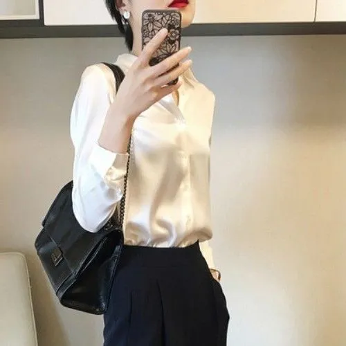 Women's Blouse Long Sleeve Blouses Button Simple Style Classic Style Simple Solid Color