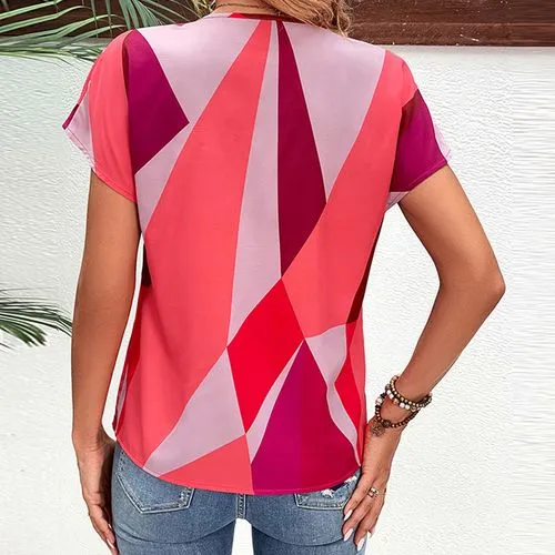 Women's Blouse Short Sleeve Blouses Printing Casual Simple Style Geometric